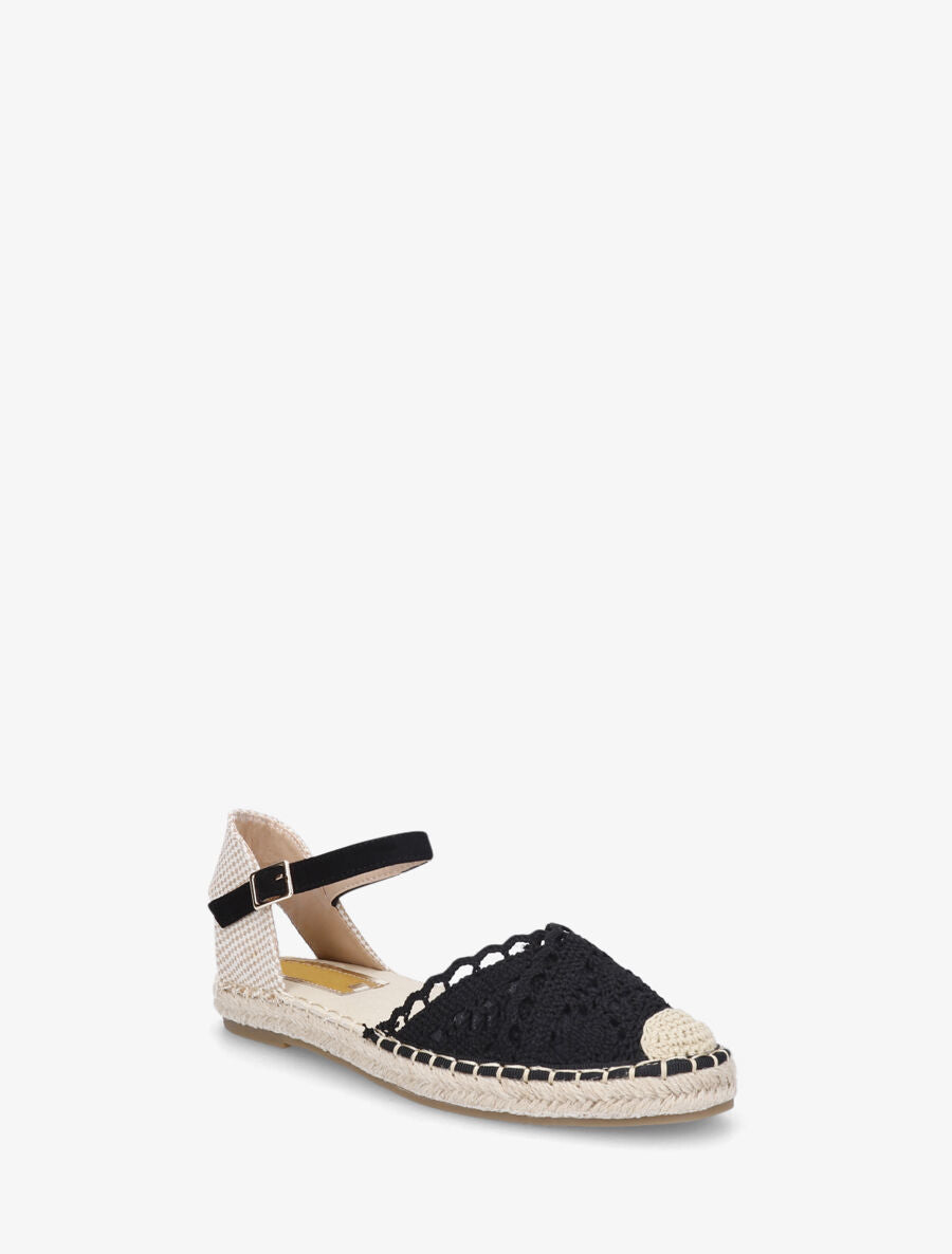 Sandales style espadrilles en crochet - Noir - 2