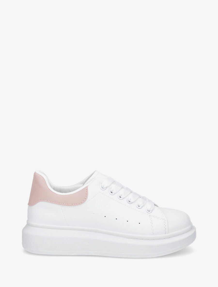 Sneakers classiques à contrefort contrastant - Blanc/rose - 1