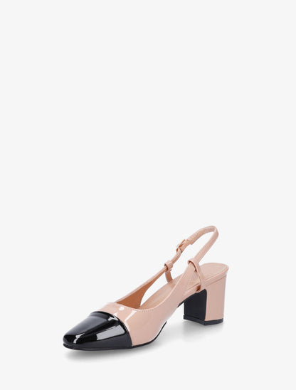 Sandales vernies bicolore à talon - Nude - 3