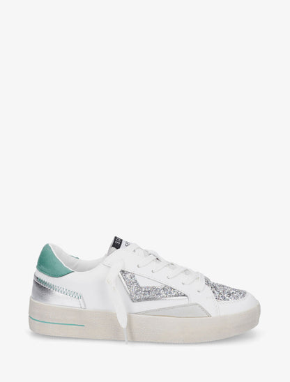 Sneakers en simili à détail pailleté - Argent - 1