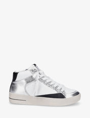 Sneakers montantes zippées à détail pailleté - Argent - 1