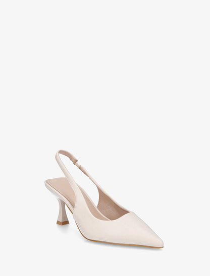 Escarpins bout pointu et talon bobine - Beige - 2