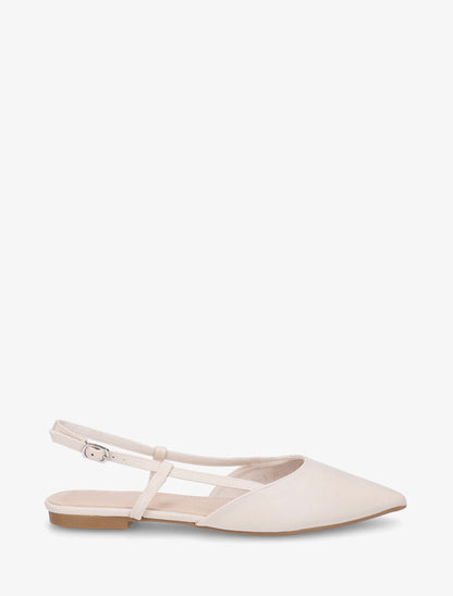 Ballerines ouvertes à bouts pointus en simili - Beige - 5