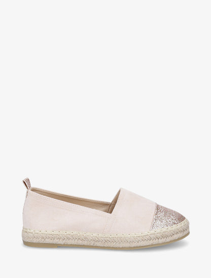 Espadrilles plates en suédine et à paillettes - Rose pâle - 5