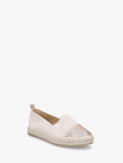Espadrilles plates en suédine et à paillettes - Rose pâle - 2