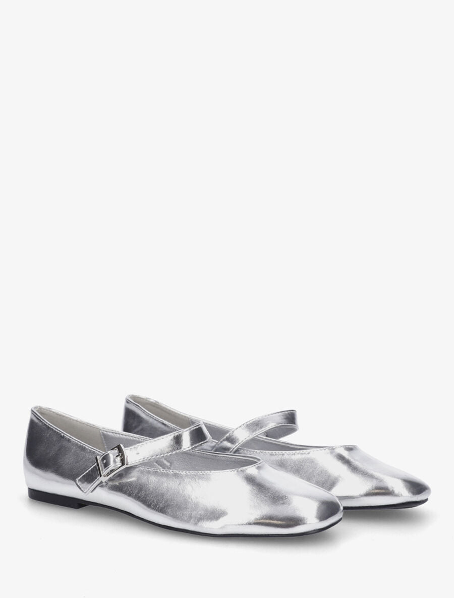 Ballerines en simili nacré à bride - Argent - 4