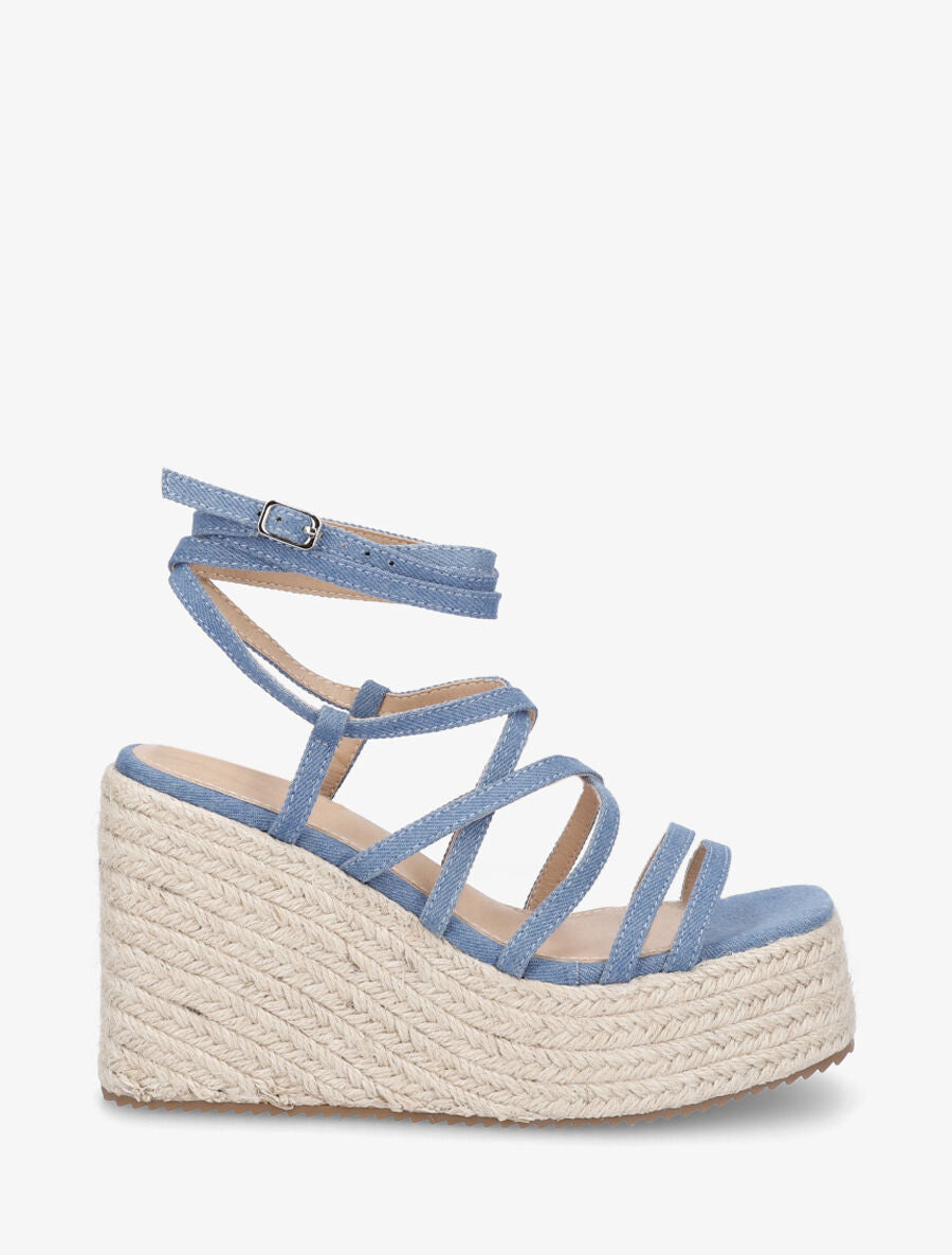 Sandales hautes à nouer - Bleu denim - 1