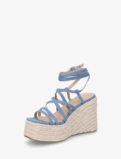 Sandales hautes à nouer - Bleu denim - 3