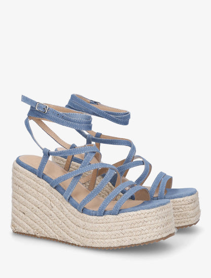Sandales hautes à nouer - Bleu denim - 4