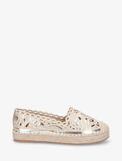 Espadrilles plates en simili motif floraux - Or - 1