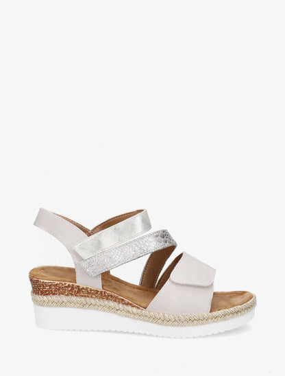 Sandales compensées à double scratch - Beige - 5