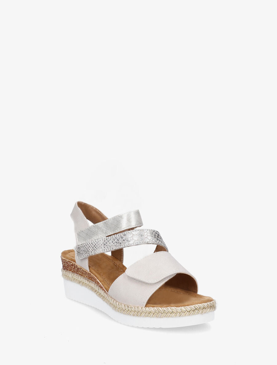 Sandales compensées à double scratch - Beige - 2