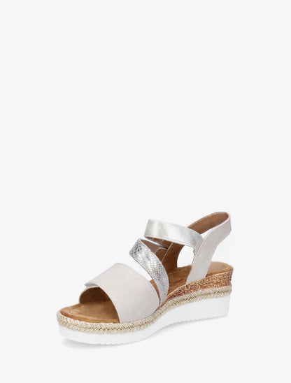 Sandales compensées à double scratch - Beige - 3