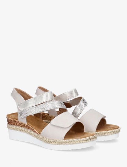 Sandales compensées à double scratch - Beige - 4