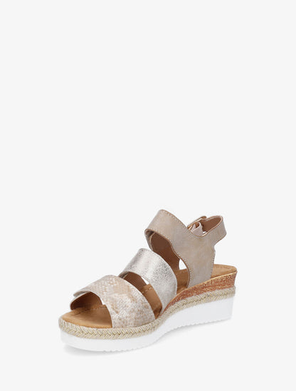 Sandales compensées à scratch - Beige - 3