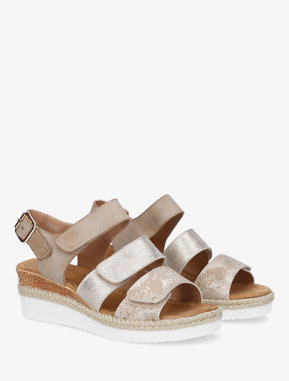 Sandales compensées à scratch - Beige - 4