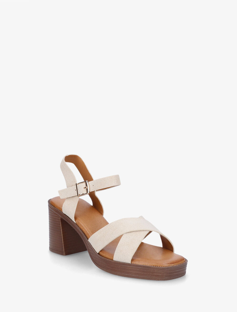 Sandales en suédine à brides croisées - Beige - 2