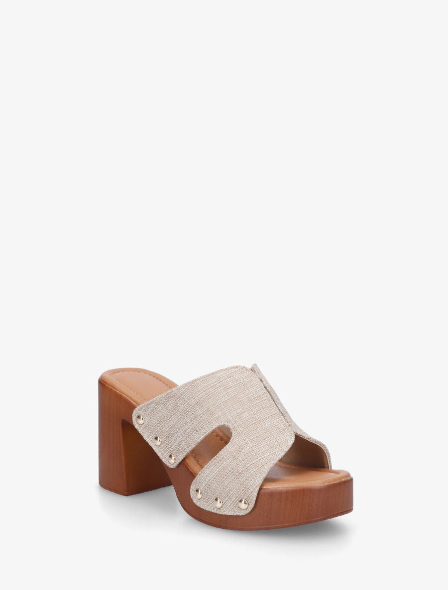 Mules style sabot en tissu - Beige - 2