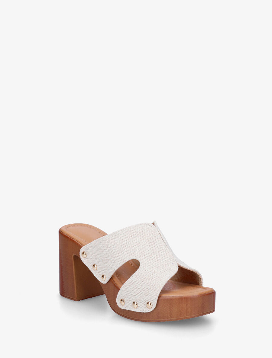 Mules style sabot en tissu - Écru - 2