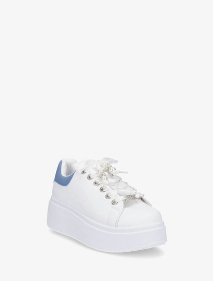 Sneakers à plateforme et strass - Bleu - 2