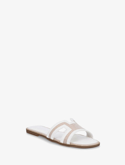 Claquettes en simili à motif damier - Blanc - 2