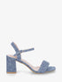 Sandales en tissu à talon carré - Bleu - 5