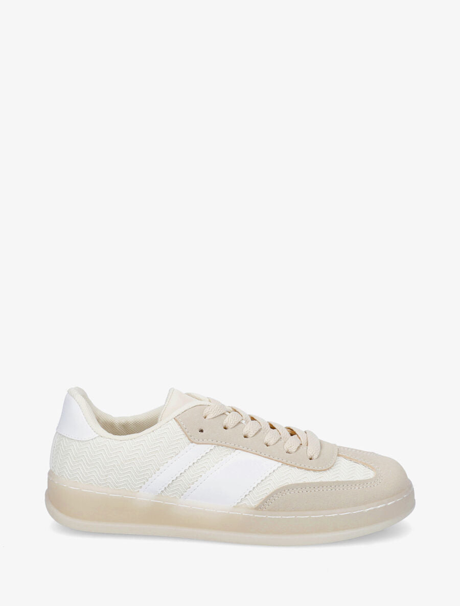 Sneakers bimatière et colorées - Beige - 5