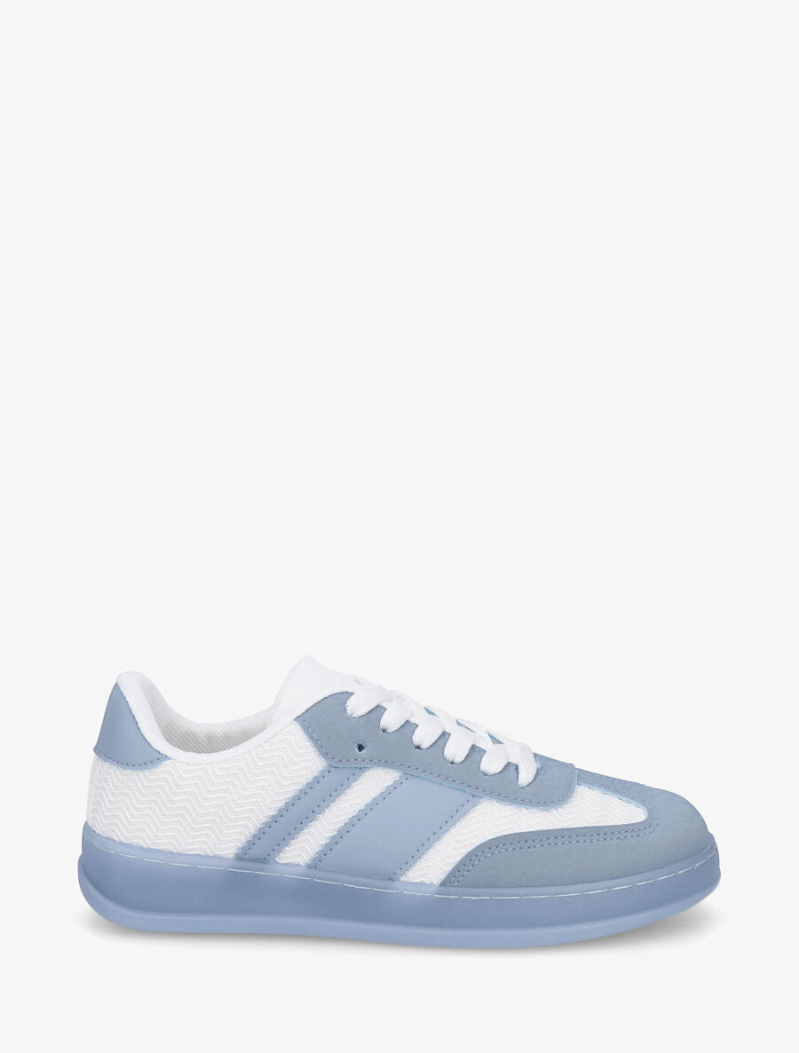 Sneakers bimatière et colorées - Bleu - 5