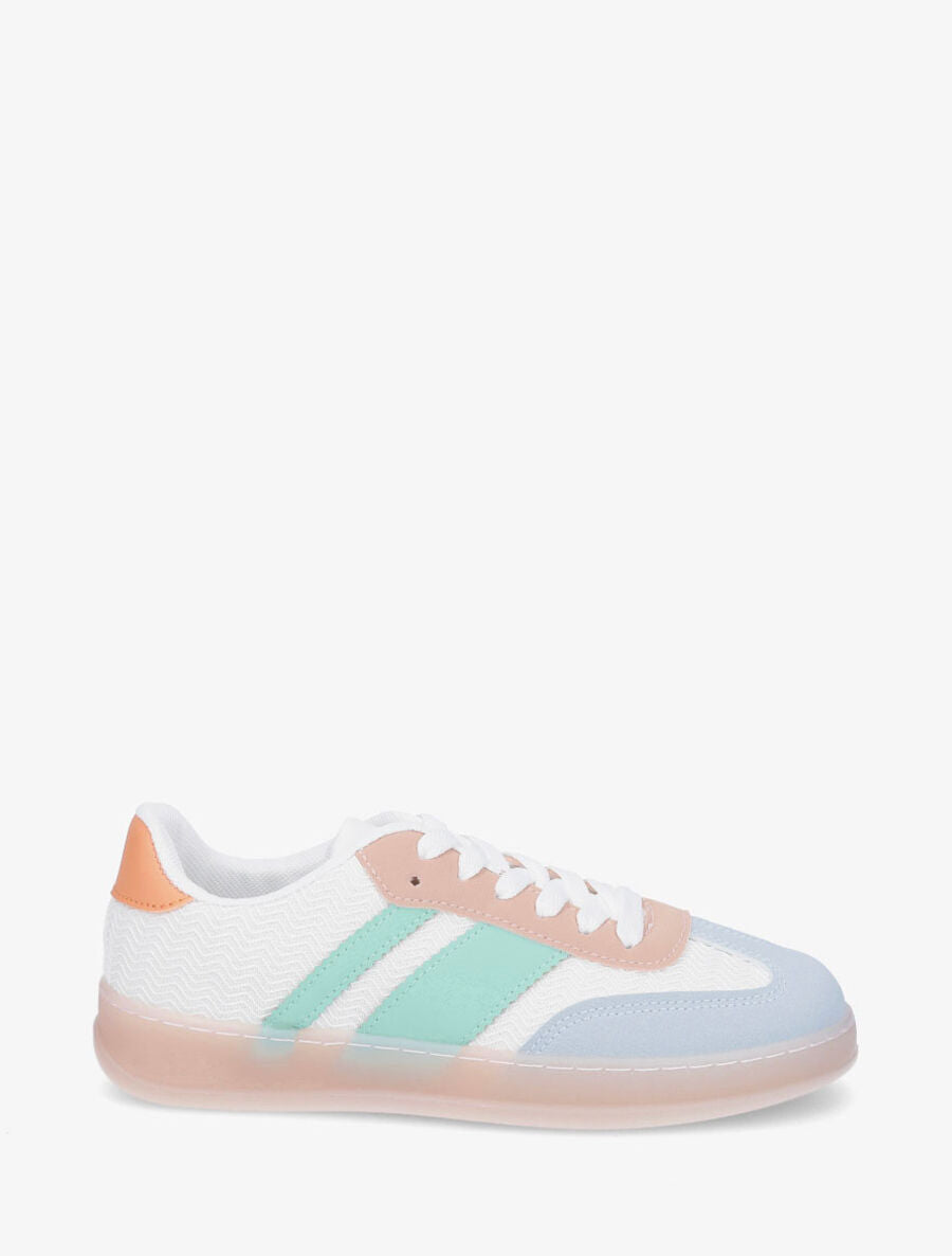 Sneakers bimatière et colorées - Vieux rose - 1
