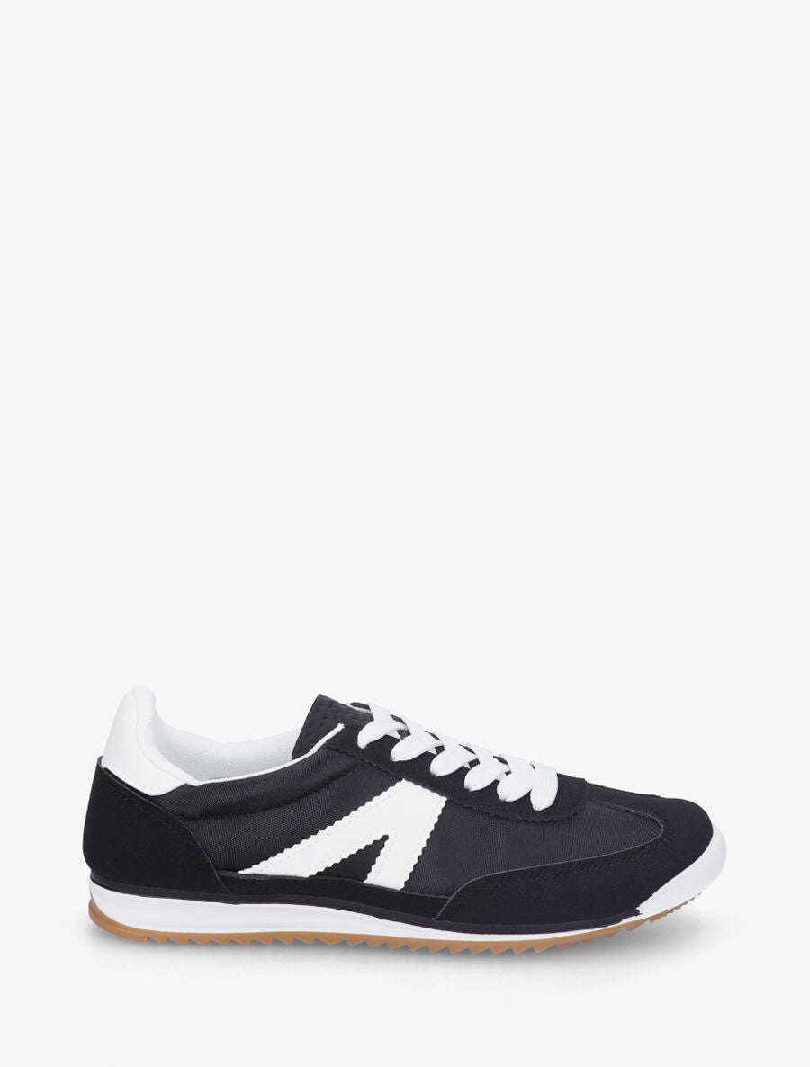 Sneakers en simili à languette texturée - Noir - 1