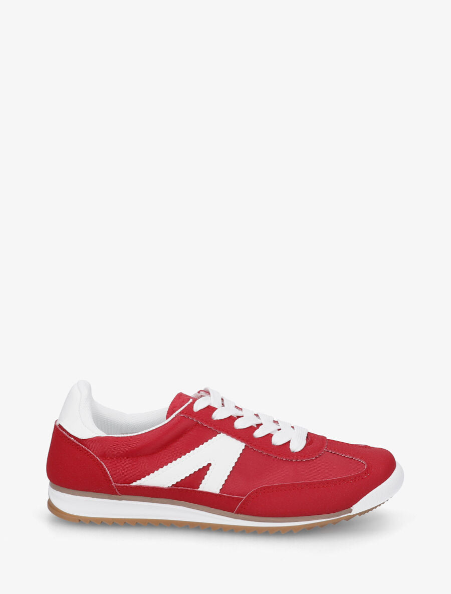 Sneakers en simili à languette texturée - Rouge - 5