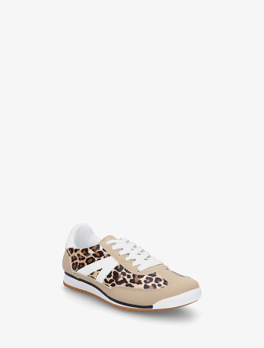 Sneakers en simili à languette texturée - Taupe - 2