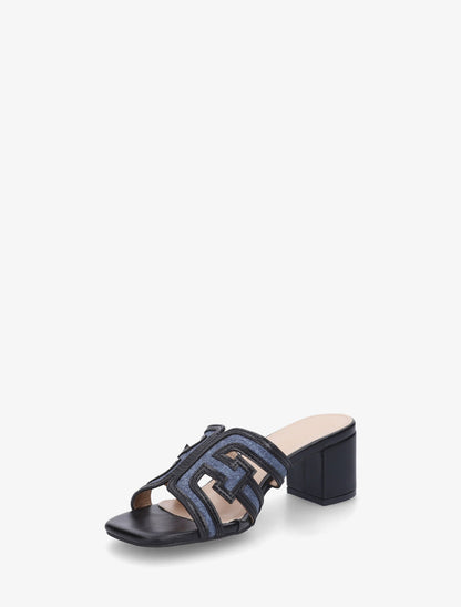 Mules bimatière à talon - Noir - 3