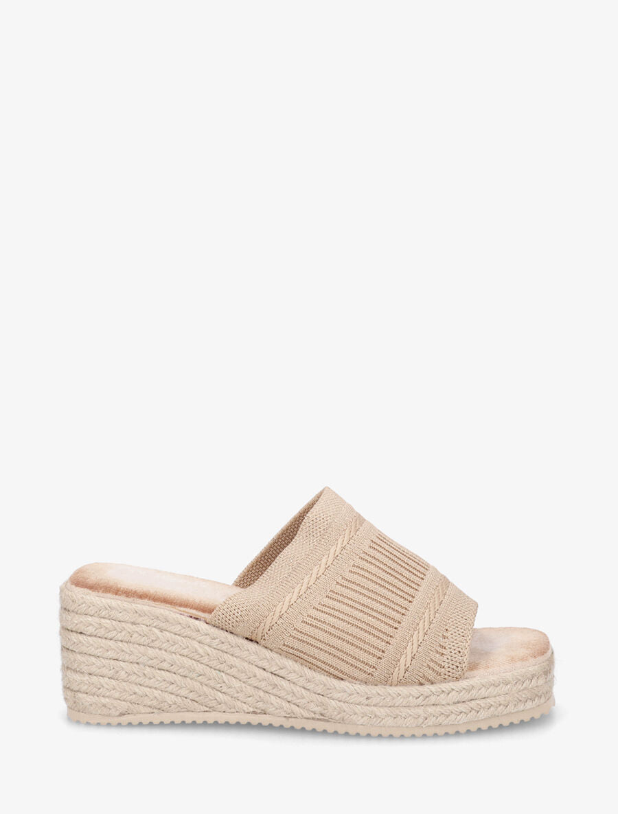 Mules compensées en raphia tressé - Taupe - 5