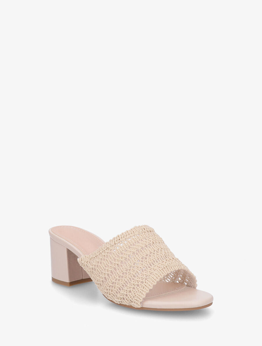 Mules à ganse style macramé - Beige - 2