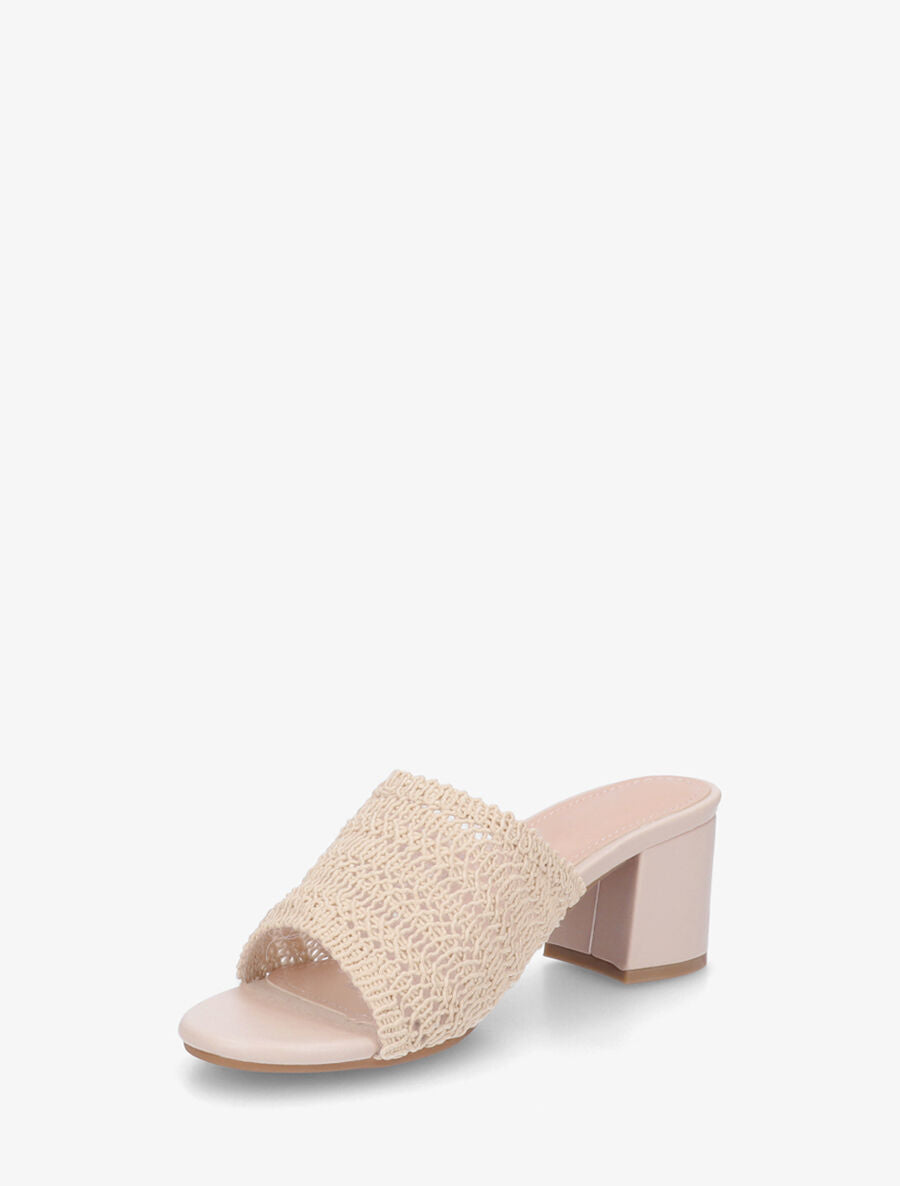 Mules à ganse style macramé - Beige - 3