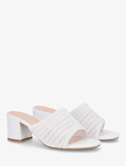 Mules à ganse style macramé - Blanc - 4