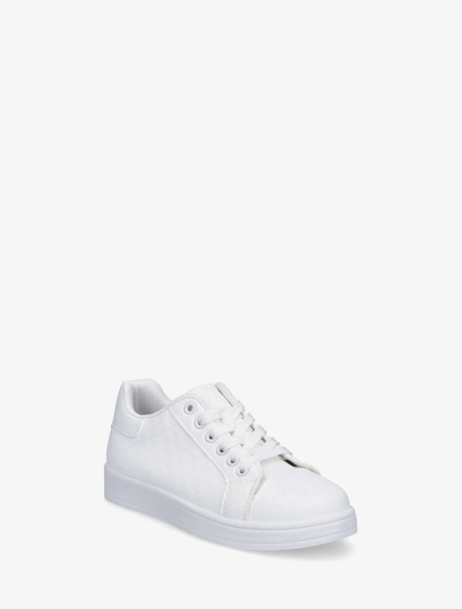 Sneakers plates à motif damier - Blanc - 2