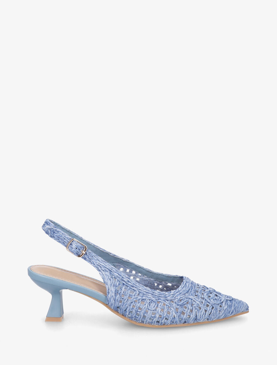 Escarpins pointus effet osier - Bleu - 1