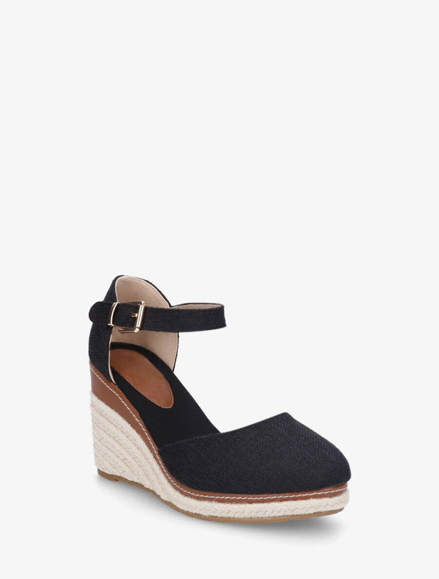 Sandales compensées effet denim - Noir - 2