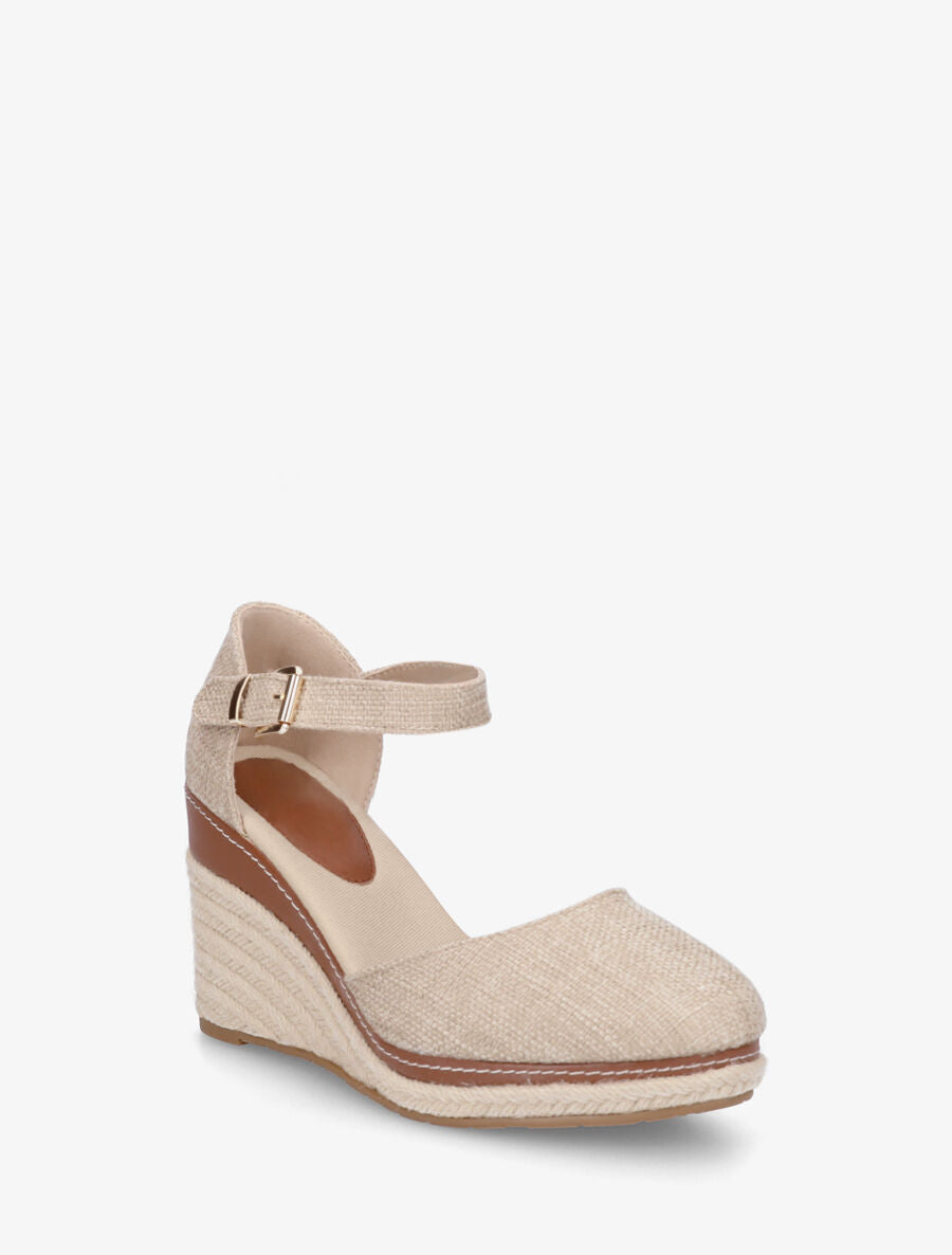 Sandales compensées effet denim - Taupe - 2