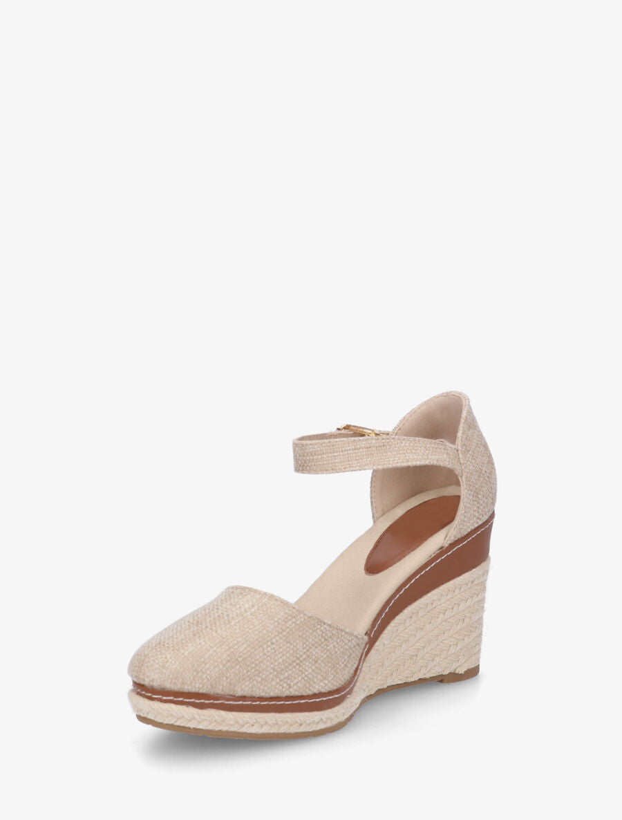 Sandales compensées effet denim - Taupe - 3