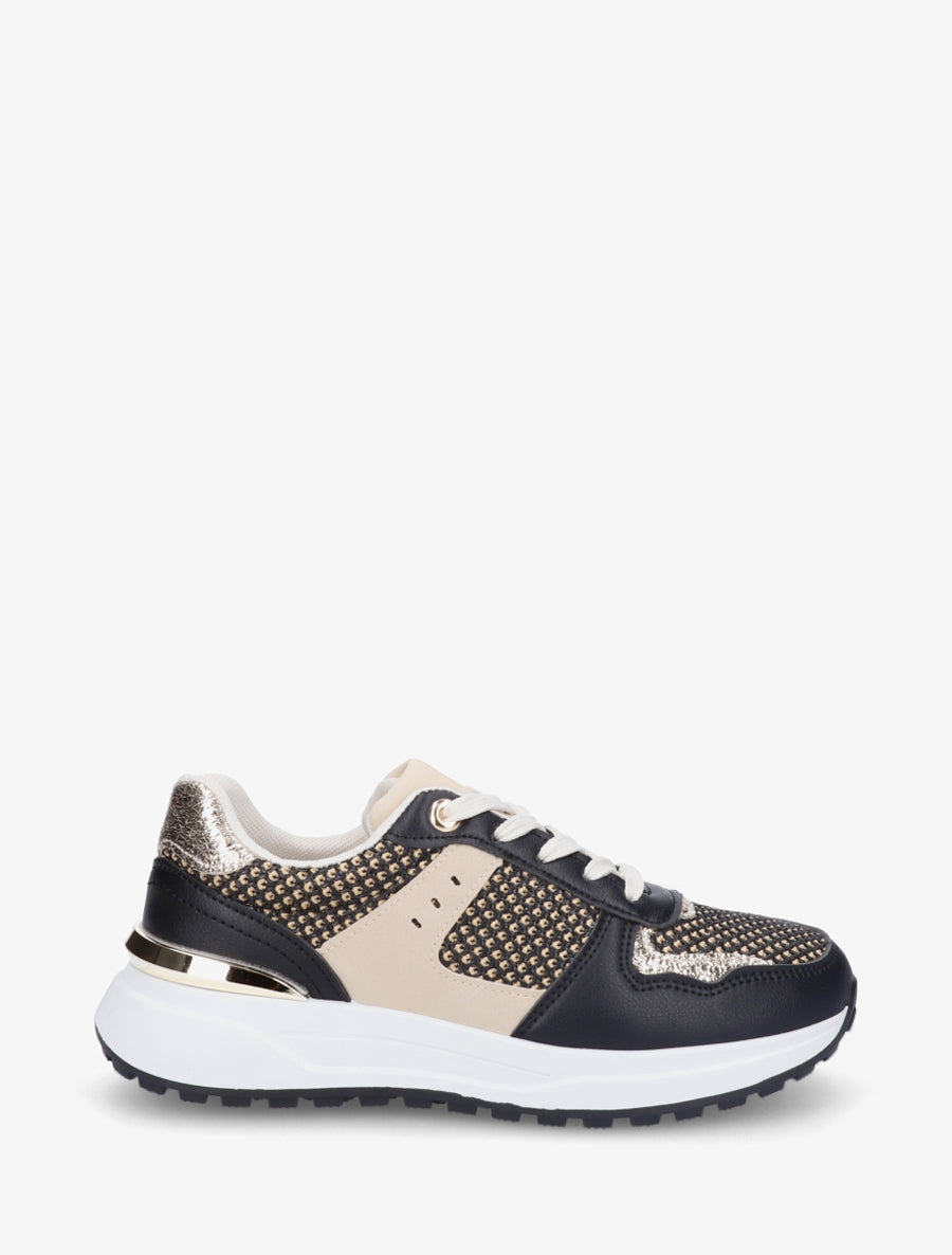 Sneakers en simili à empiècement métal - Noir - 1