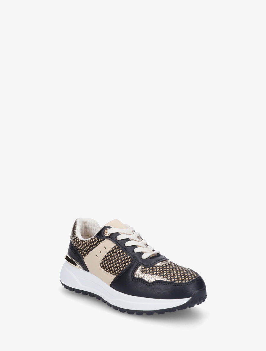 Sneakers en simili à empiècement métal - Noir - 2