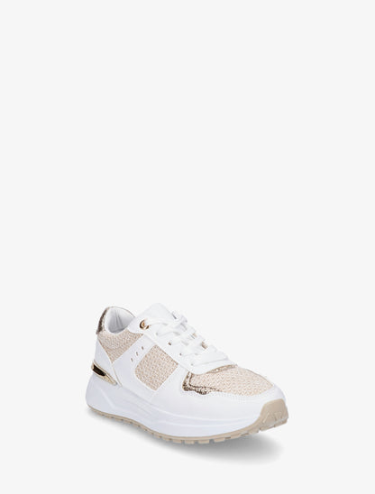 Sneakers en simili à empiècement métal - Beige - 2