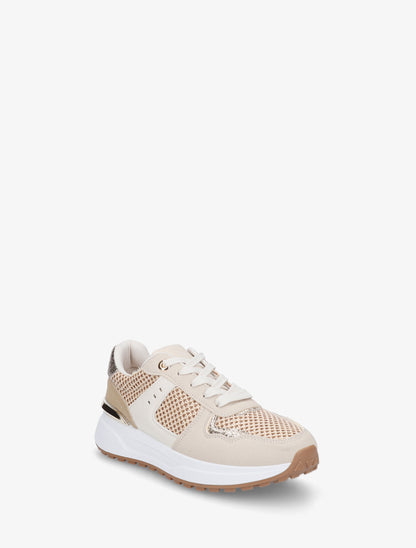 Sneakers en simili à empiècement métal - Taupe - 2