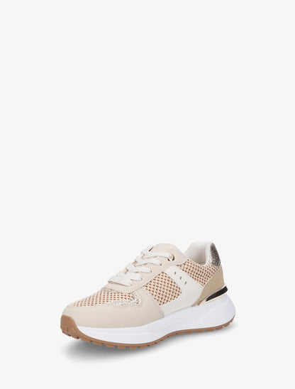 Sneakers en simili à empiècement métal - Taupe - 3