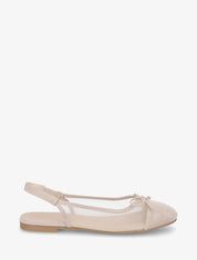 Ballerines plates en résille et suédine - Beige - 1