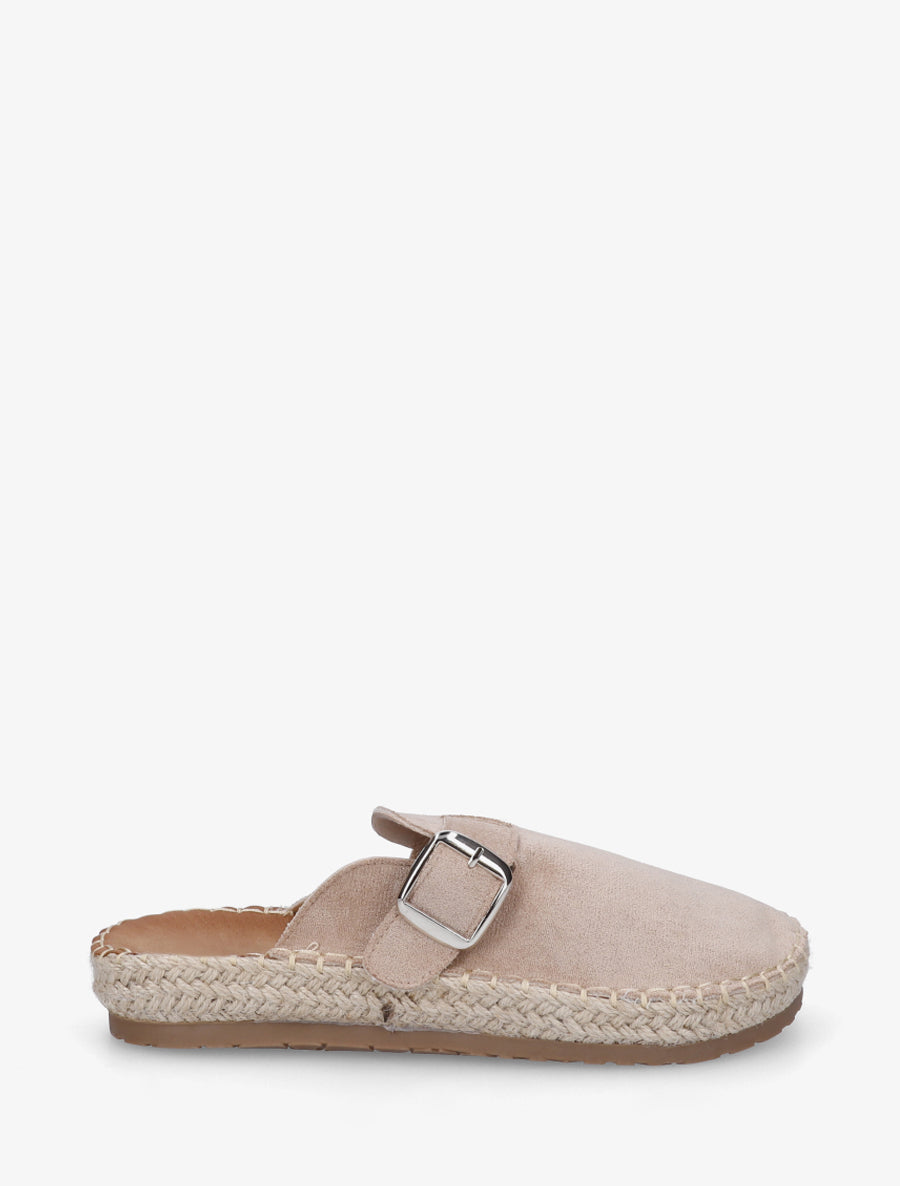Mules en suédine style espadrille - Taupe - 1