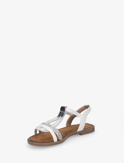 Nu-pieds effet python à paillettes - Blanc - 3
